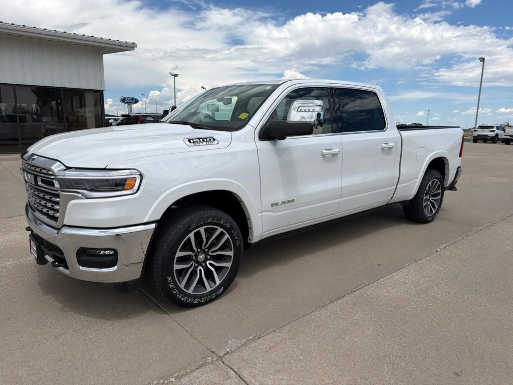 2025 RAM 1500 Limited in Ivory White Tri-Coat Pearlcoat — front three-quarter view